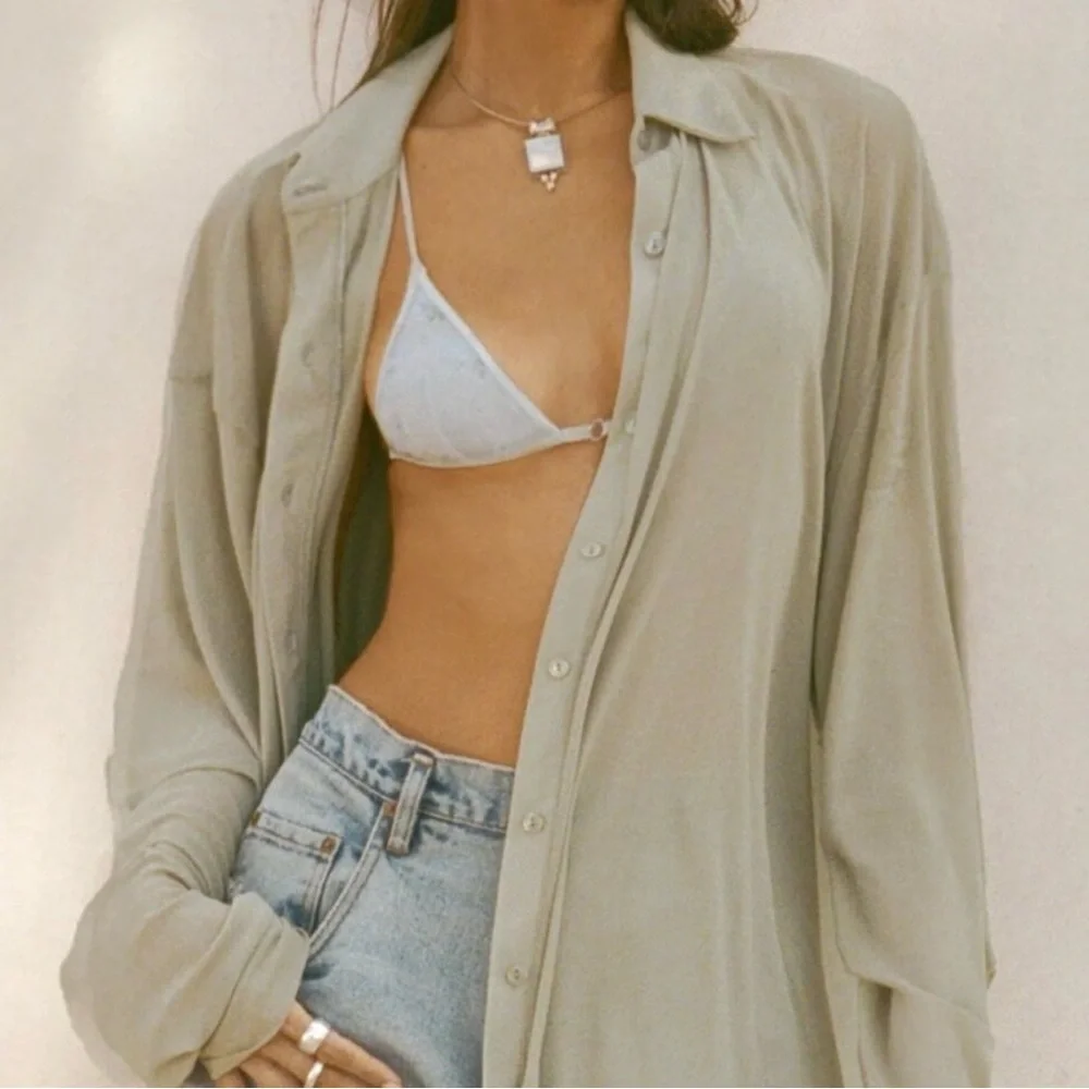 Joah Brown Oversized Sheer Button Down - Picture 5 of 7